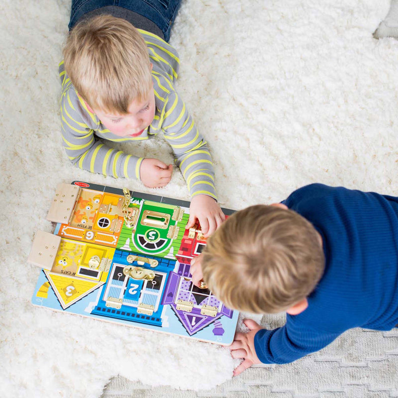 Melissa & Doug - Wooden Latches Board - in use during play