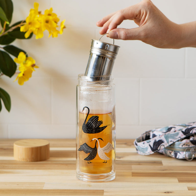 Danica Studio - Swan Song Glass Tea Infuser Bottle - lifestyle