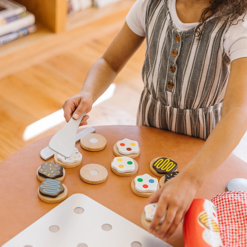 Melissa & Doug - Slice & Bake Cookie Set - Wooden Play Food - in use during play