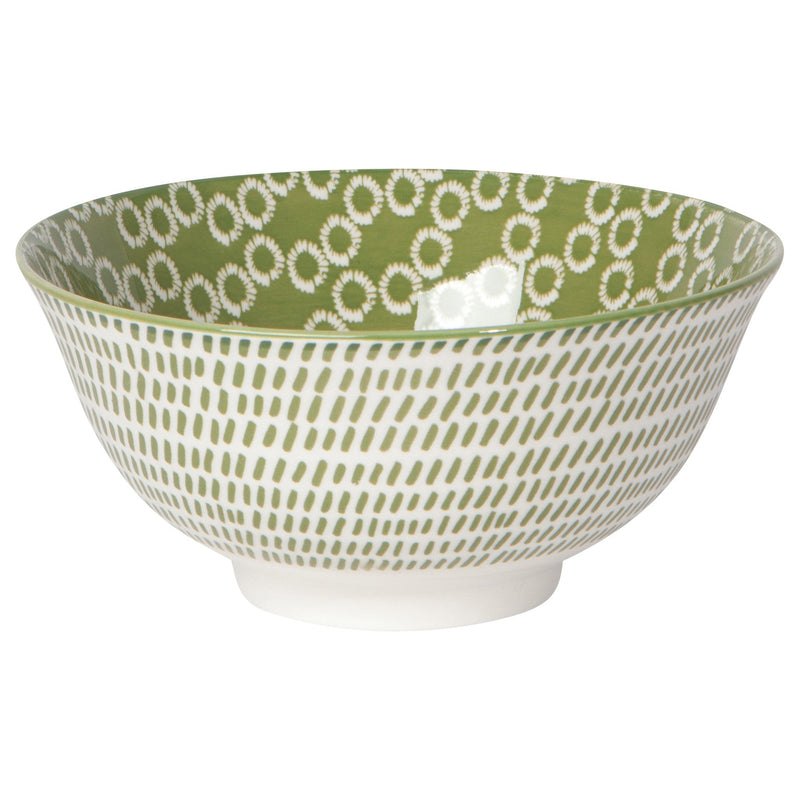 Now Designs - Porcelain Bowl | 6 in / 15.2 cm - Green Rings