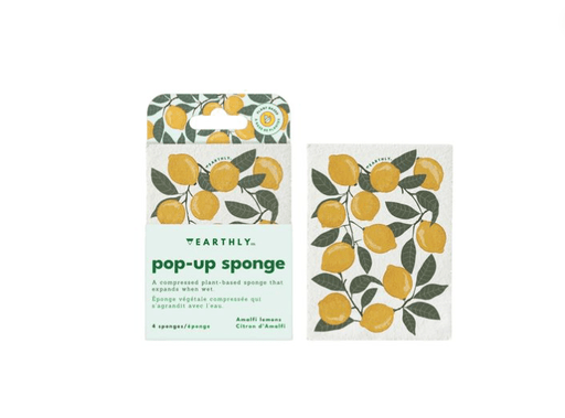 EARTHLY CO - Pop Up Sponges 4 - PK Amalfi Lemons Home & Kitchen