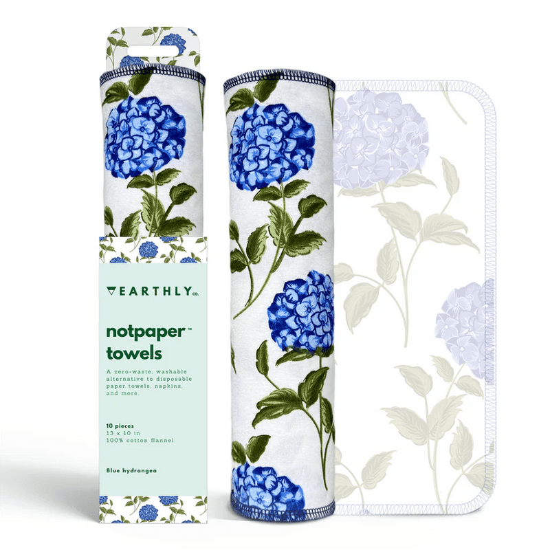 EARTHLY CO - Reusable Paper Towel 10 - PK Blue Hydrangea Home & Kitchen