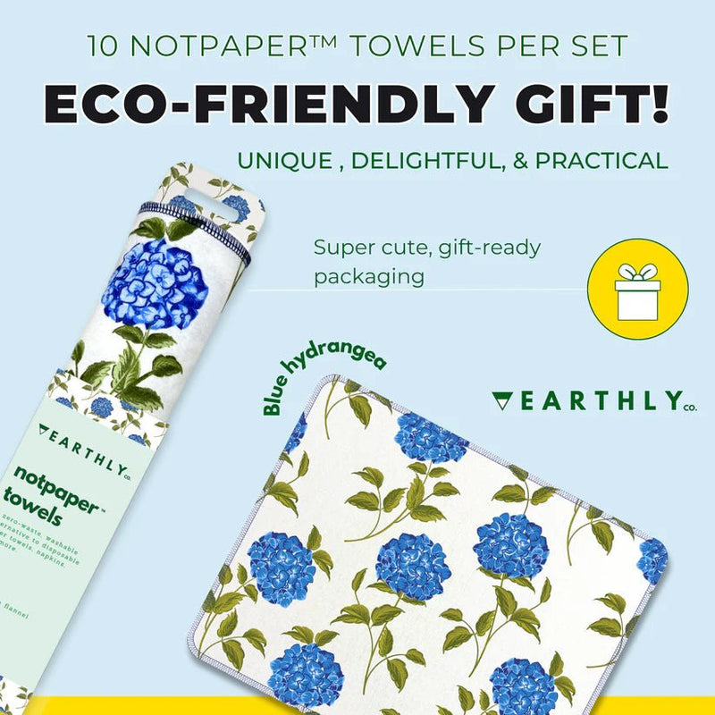 EARTHLY CO - Reusable Paper Towel 10 - PK Blue Hydrangea Home & Kitchen