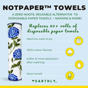 EARTHLY CO - Reusable Paper Towel 10 - PK Blue Hydrangea Home & Kitchen