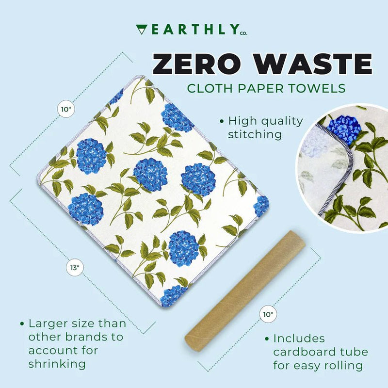 EARTHLY CO - Reusable Paper Towel 10 - PK Blue Hydrangea Home & Kitchen