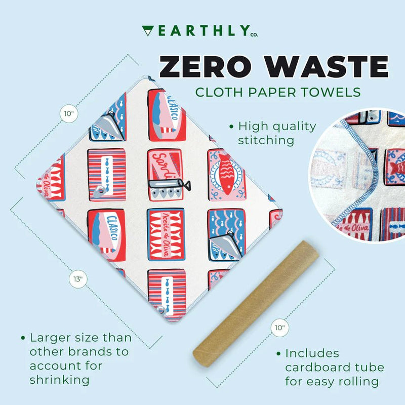 EARTHLY CO - Reusable Paper Towel 10 - PK Sardine social Home & Kitchen