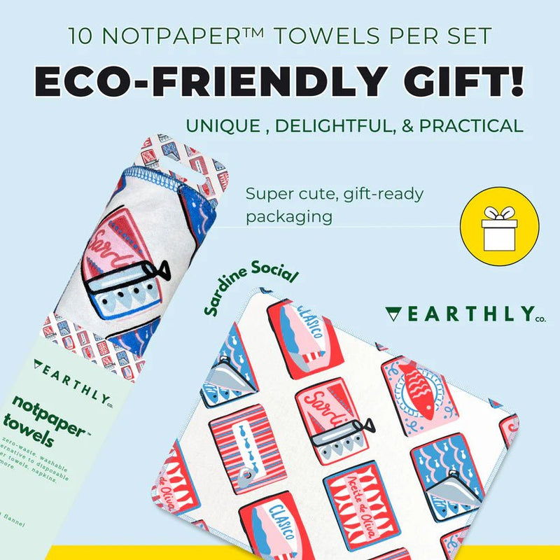 EARTHLY CO - Reusable Paper Towel 10 - PK Sardine social Home & Kitchen