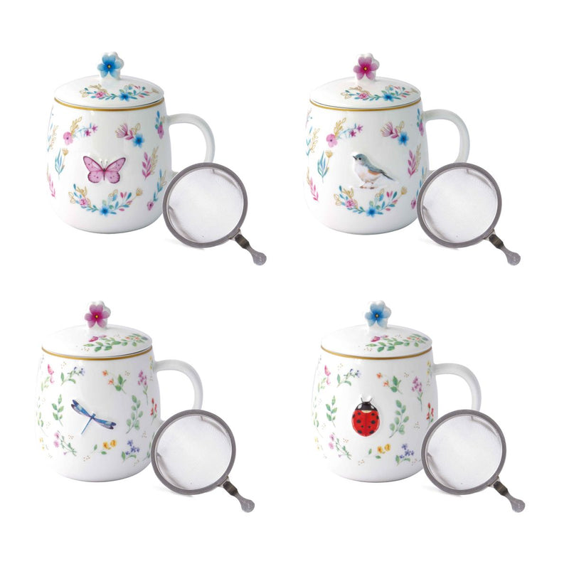 Easy Life - FANCY GARDEN - Infuser Mug - Assorted Patterns | 450 ml / 15 oz Home & Kitchen
