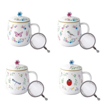 Easy Life - FANCY GARDEN - Infuser Mug - Assorted Patterns | 450 ml / 15 oz Home & Kitchen