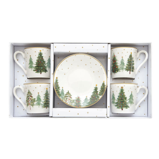 Easy Life - FESTIVE TREES - Espresso Cups - Set of 4 | 100 ml / 3.4 oz Home & Kitchen