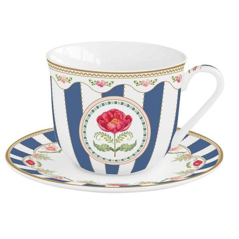 Easy Life - FLOWERY - Cup & Saucer | 370 ml / 12.5 oz Home & Kitchen