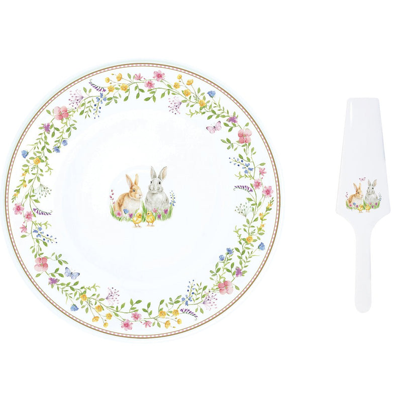 Easy Life - HAPPY EASTER - Cake Plate with Server | 32 cm / 12.6 in Home & Kitchen