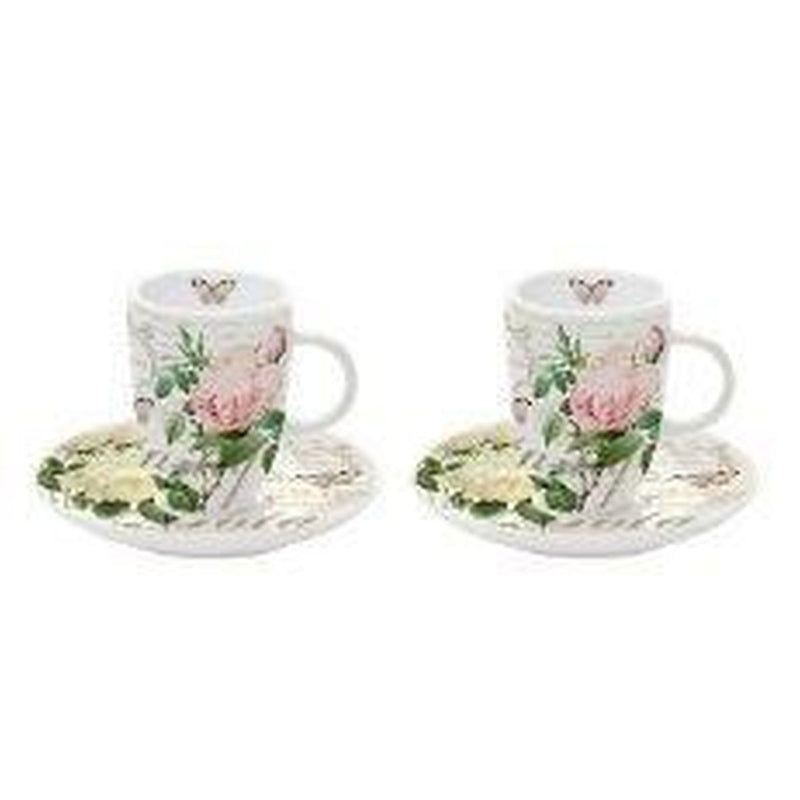 Easy Life - JARDIN BOTANIQUE - Set of 2 Coffee Cups & Saucers Home & Kitchen