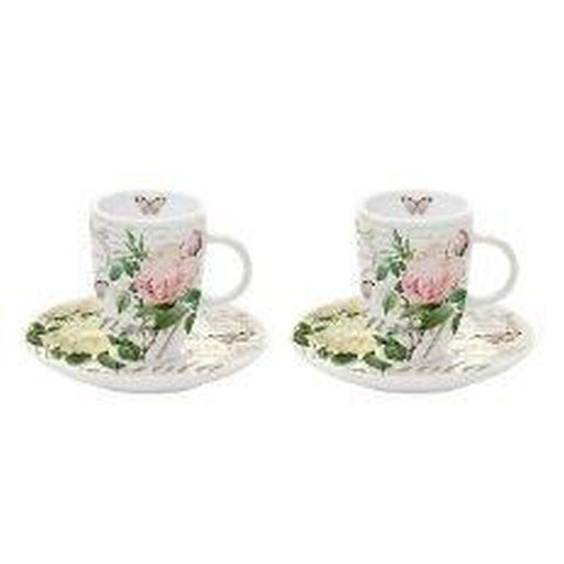 Easy Life - JARDIN BOTANIQUE - Set of 2 Coffee Cups & Saucers Home & Kitchen