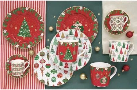 Easy Life - JINGLE BELLS - Dessert Plate - Set of 4 | 19 cm / 7.5 in Home & Kitchen