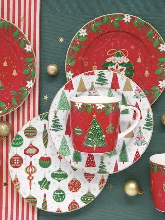 Easy Life - JINGLE BELLS - Dessert Plate - Set of 4 | 19 cm / 7.5 in Home & Kitchen