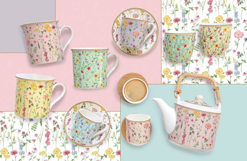 Easy Life - MEADOW FLOWERS - Infuser Mug | 350 ml / 12 oz Home & Kitchen