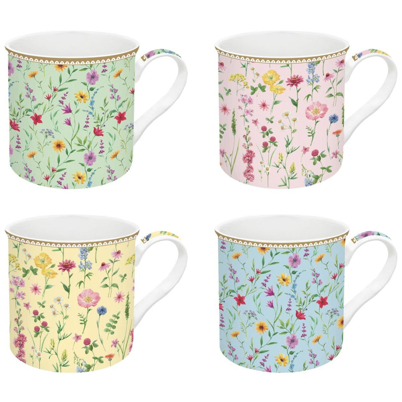 Easy Life - MEADOW FLOWERS - Set of 4 Mugs | 300 ml / 10 oz Home & Kitchen