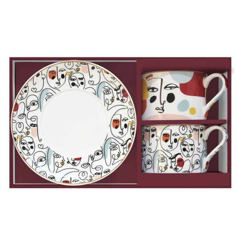 Easy Life - MODERNISM - Cups & Saucer Set of 2 | 240 ml / 8 oz Home & Kitchen