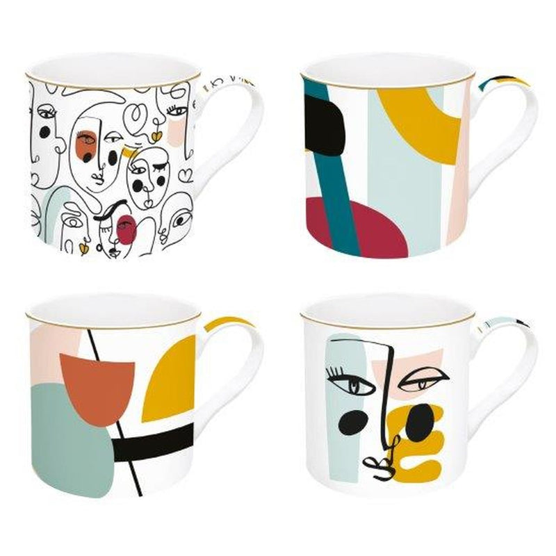 Easy Life - MODERNISM - Set of 4 Mugs | 300 ml / 10 oz Home & Kitchen