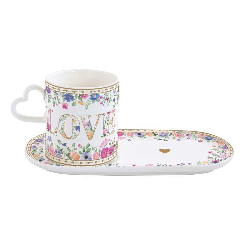 Easy Life - MON AMOUR - Mug with Plate | 320 ml / 10.8 oz Home & Kitchen