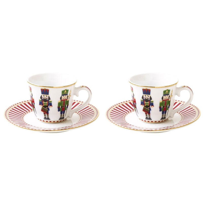 Easy Life - NUTCRACKER - Espresso Cup & Saucer - Set of 2 | 80 ml / 2.7 oz Home & Kitchen