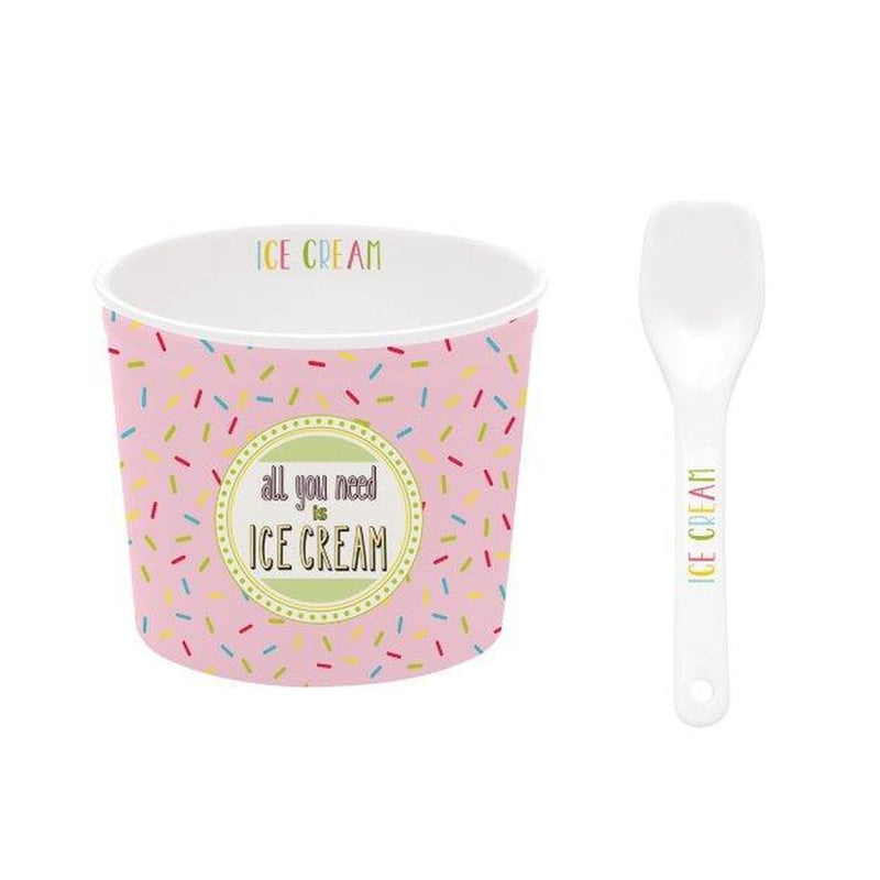 Easy Life - ON FLEEK - Ice Cream Bowl - with Spoon Pink Home & Kitchen