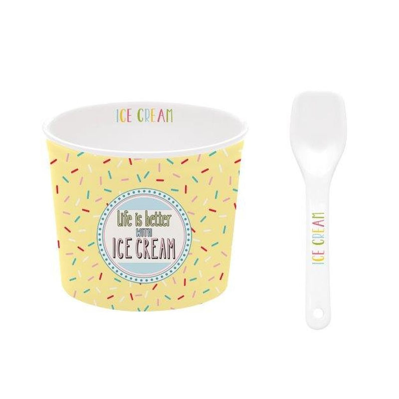 Easy Life - ON FLEEK - Ice Cream Bowl - with Spoon Yellow Home & Kitchen