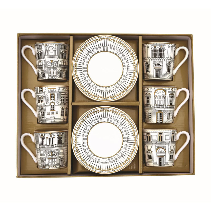 Easy Life - PALAZZO - Espresso Cup & Saucer - Set of 6 | 100 ml / 3.4 oz Home & Kitchen