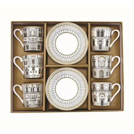 Easy Life - PALAZZO - Espresso Cup & Saucer - Set of 6 | 100 ml / 3.4 oz Home & Kitchen