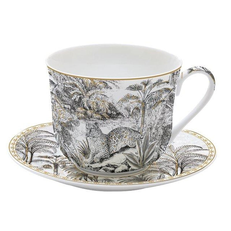 Easy Life - RETRO JUNGLE - Breakfast Cup & Saucer | 400 ml / 13.5 oz Home & Kitchen