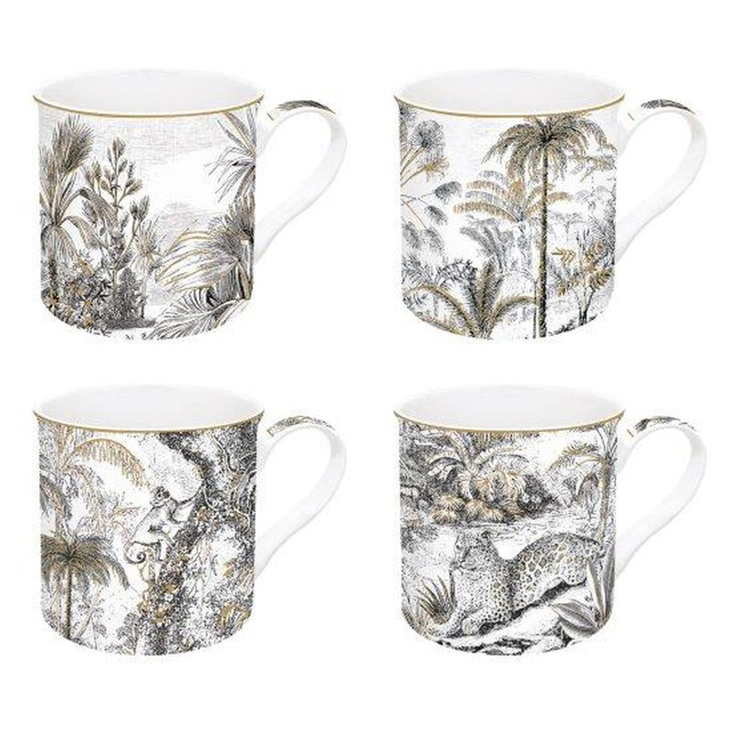 Easy Life - RETRO JUNGLE - Set of 4 Mugs | 300 ml / 10 oz Home & Kitchen