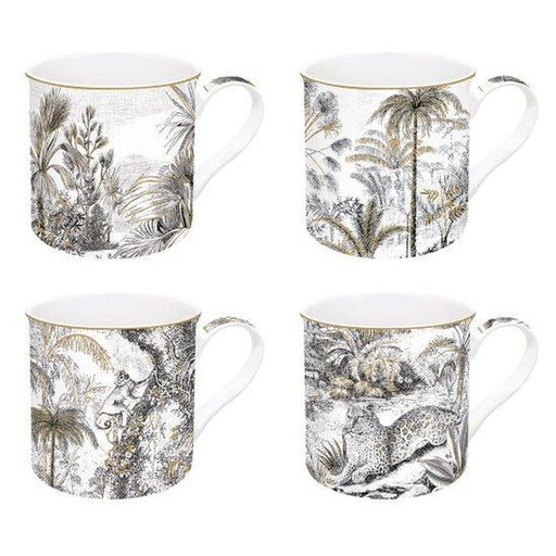 Easy Life - RETRO JUNGLE - Set of 4 Mugs | 300 ml / 10 oz Home & Kitchen