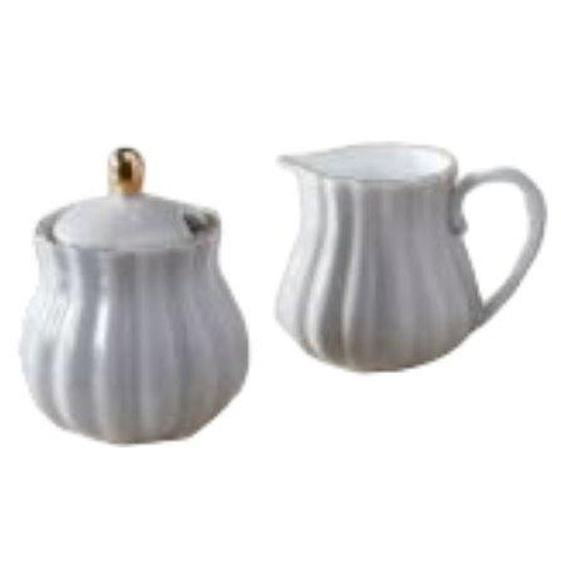 Easy Life - ROYALE - Creamer - & Sugar Set, Grey with Golden Accents Home & Kitchen