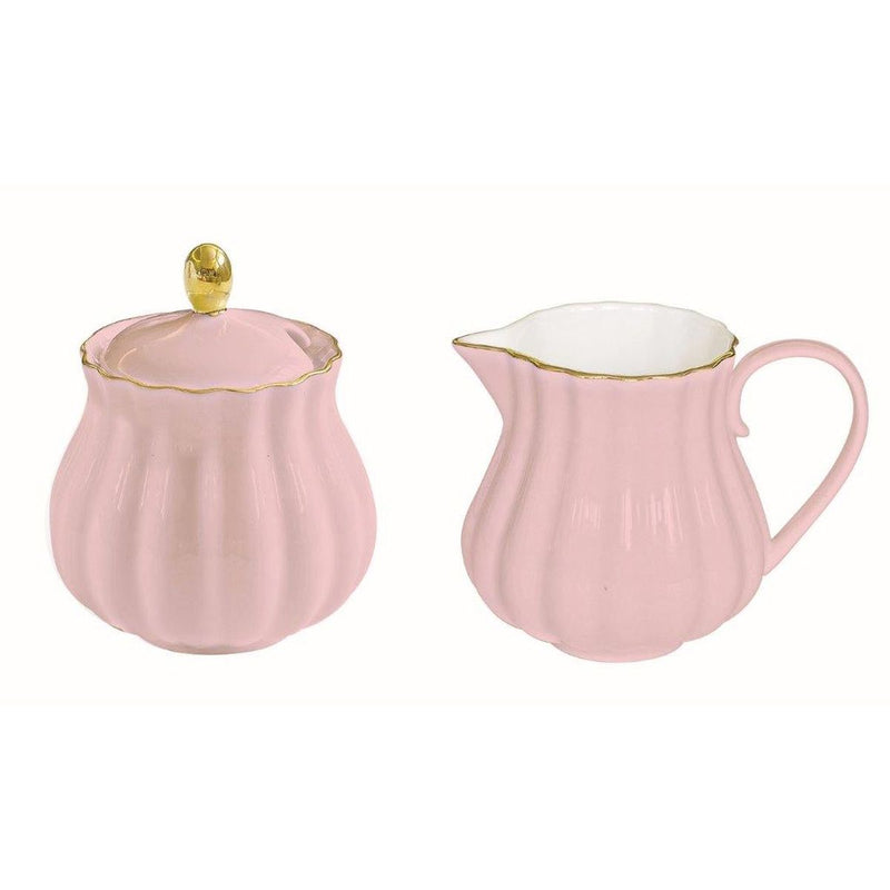 Easy Life - ROYALE - Creamer - & Sugar Set, Pink with Golden Accents (Sugar) Home & Kitchen