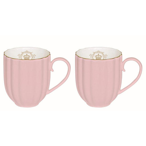 Easy Life - ROYALE - Set of 2 Mugs Pink with Golden Rim | 300 ml Home & Kitchen