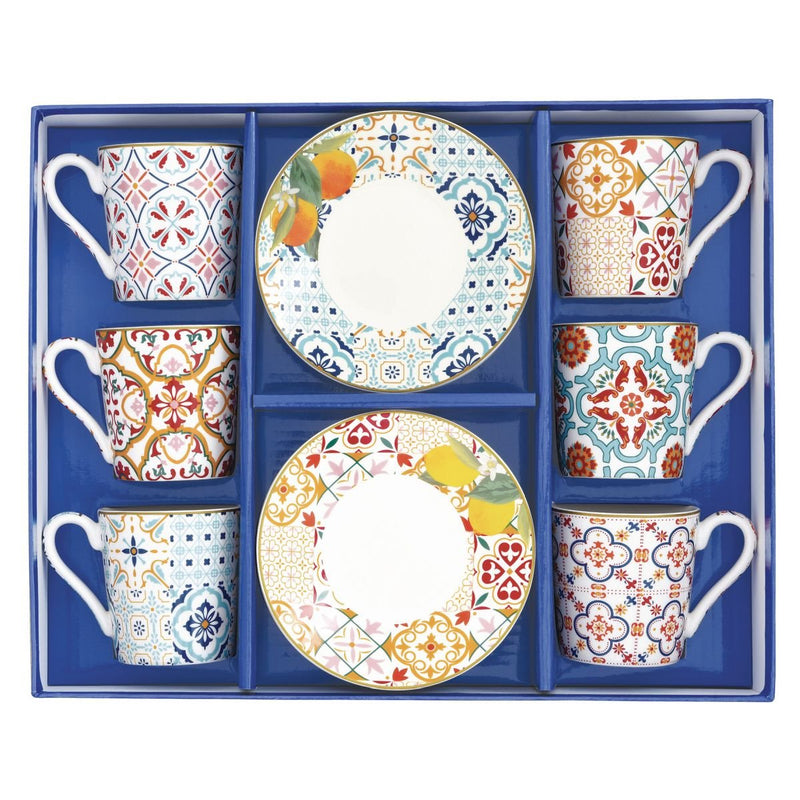 Easy Life - SIRACUSA - Espresso Cup & Saucer - Set of 6 | 100 ml / 3.4 oz Home & Kitchen