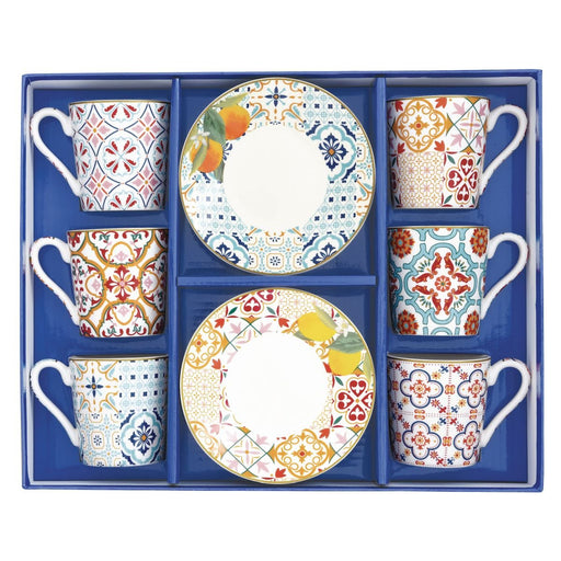 Easy Life - SIRACUSA - Espresso Cup & Saucer - Set of 6 | 100 ml / 3.4 oz Home & Kitchen