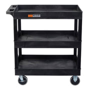 EC111HD-B – Three-Tub Utility Cart with Heavy-Duty Casters | Black; view 2