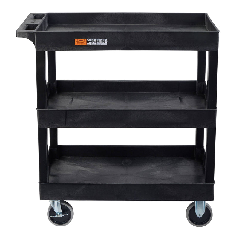 EC111HD-B – Three-Tub Utility Cart with Heavy-Duty Casters | Black; view 2