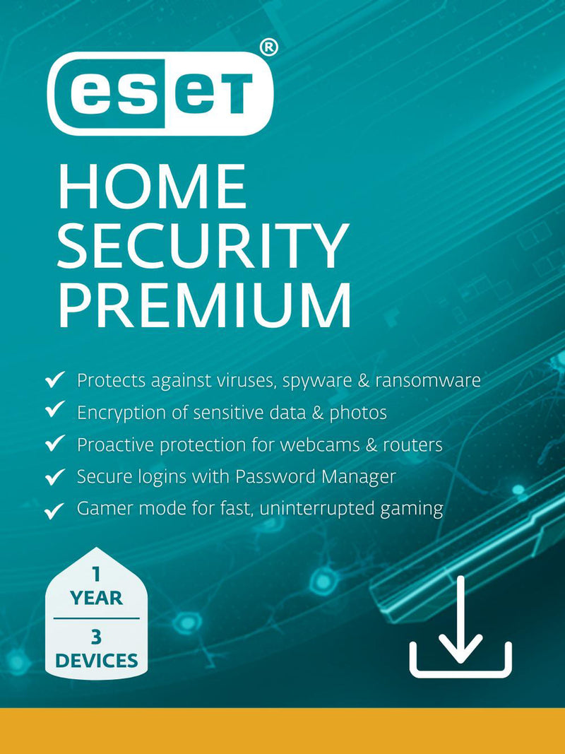 ESET Home Security Premium with unlimited VPN, three devices, one year