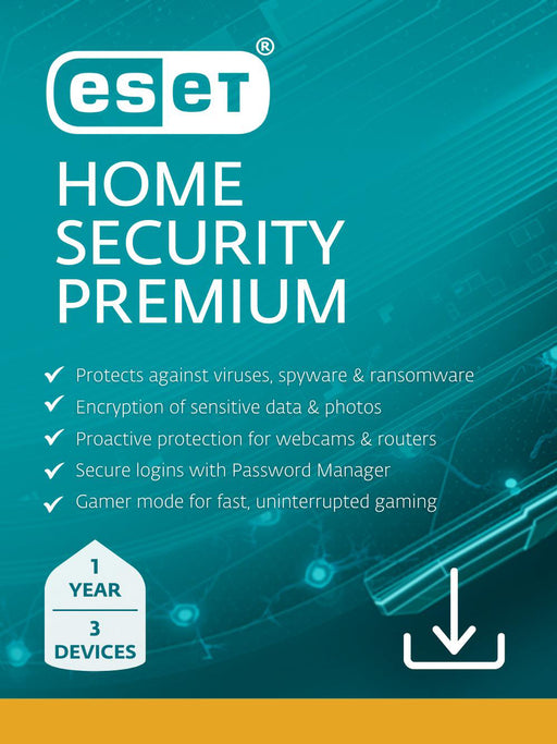 ESET Home Security Premium with unlimited VPN, three devices, one year