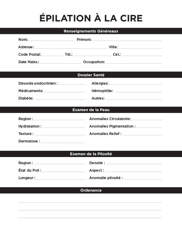 Esthetique Electrolyse Canada - Epilation Sheet (25) Office Supplies