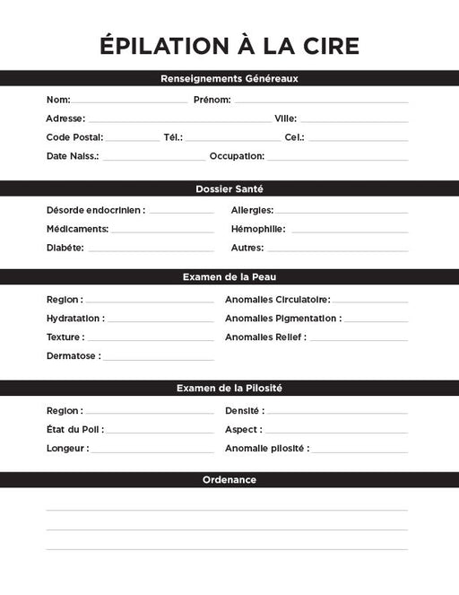 Esthetique Electrolyse Canada - Epilation Sheet (25) Office Supplies