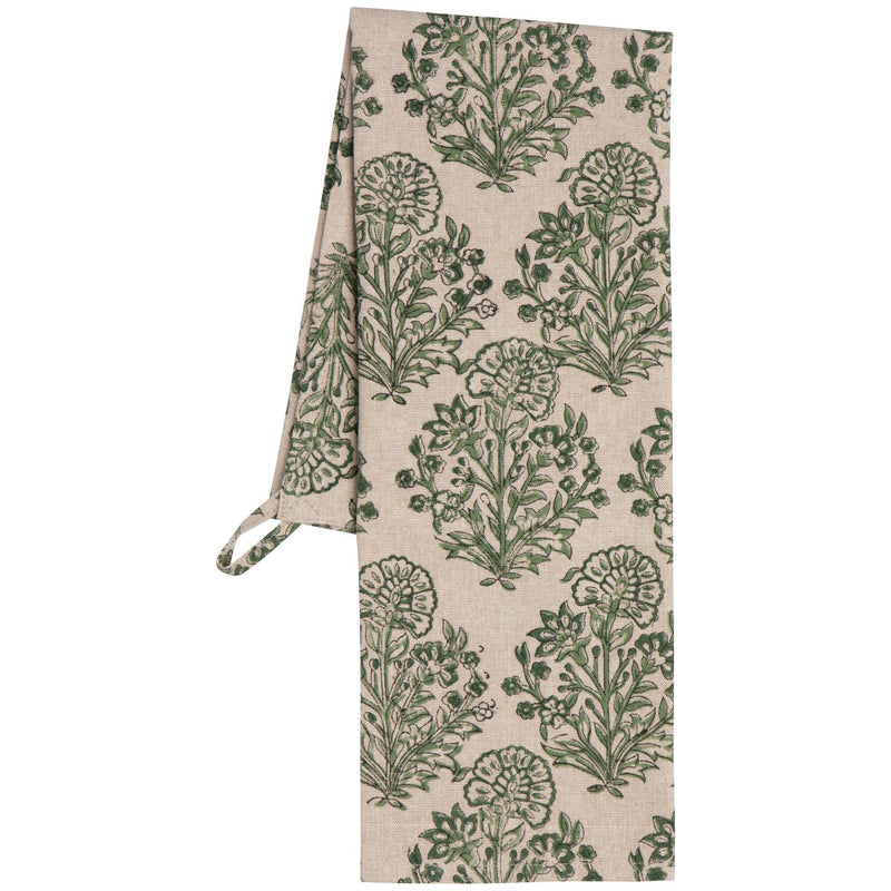 Heirloom - Viridian Block Print Dishtowel