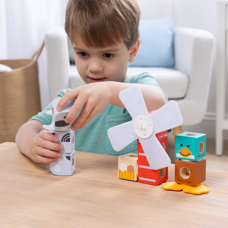 Melissa & Doug - Blockables Farm Friends Play Set - 16 Pieces - in use during play