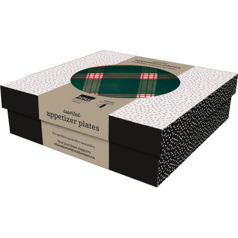 Now Designs - Holiday Plaid Appetizer Christmas Plates Set of 4