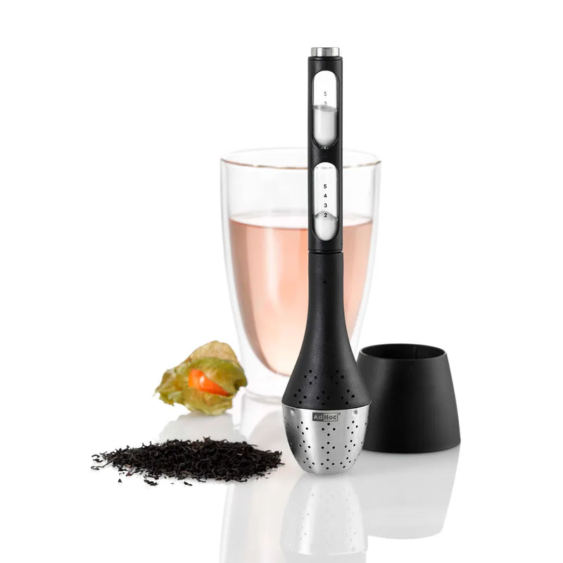Browne - ADHOC SANTEA Tea Egg w/HourGlass, 1.6 × 8.5 in / 4 × 21.5 cm Black