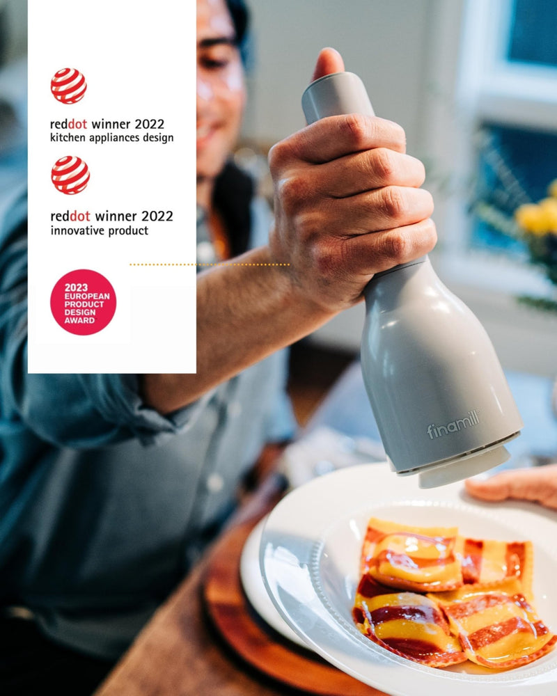 Finamill - Grinder with 2 Pods (ProPlus & Peppercorn), Battery Operated Home & Kitchen Stone