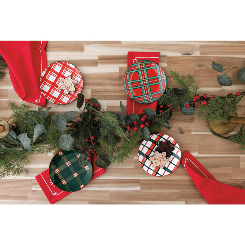 Now Designs - Holiday Plaid Appetizer Christmas Plates Set of 4 - lifestyle